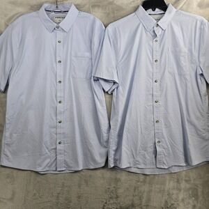 PONCHO Mens Size Large Slim 2 Short Sleeve Button Up Shirt Blue ultra-lite NEW